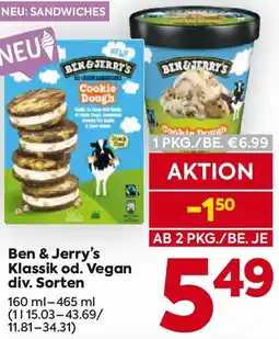 Billa Ben & Jerry's Klassik od. Vegan Angebot
