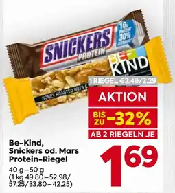 Billa Be-Kind Snickers od. Mars Protein-Riegel Angebot