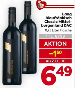 Billa Lang Blaufränkisch Classic Mittel- burgenland DAC Angebot