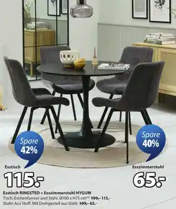 JYSK Esstisch RINGSTED + Esszimmerstuhl HYGUM Angebot
