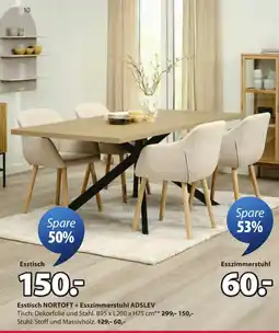 JYSK Esstisch NORTOFT + Esszimmerstuhl ADSLEV Angebot