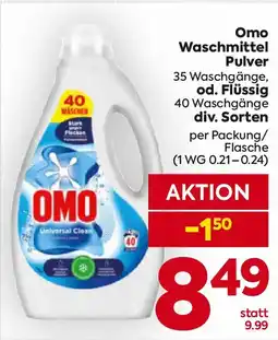 Billa Omo Waschmittel Pulver od. Flüssig Angebot