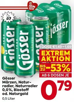 Billa Gösser Märzen, Natur- radler, Naturradler 0,0%, Biostoff od. Naturgold Angebot