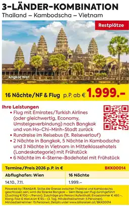 Billa Reisen 3-länder-kombination thailand - kambodscha - vietnam Angebot