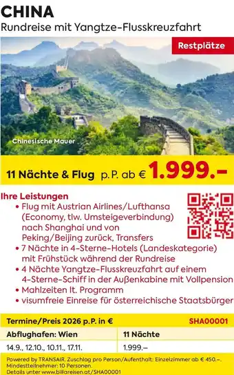 China Rundreise mit Yangtze-Flusskreuzfahrt