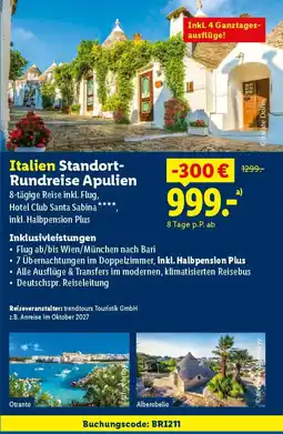 Lidl Italien Standort- Rundreise Apulien Angebot