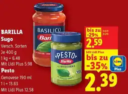 Lidl Barilla sugo, pesto Angebot