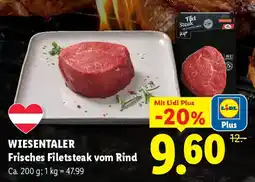 Lidl Wiesentaler frisches filetsteak vom rind Angebot