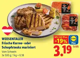 Lidl Wiesentaler frische karree- oder schopfsteaks mariniert Angebot