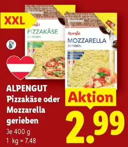 Lidl Alpengut Pizzakäse oder Mozzarella gerieben Angebot