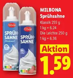 Lidl Milbona sprühsahne Angebot