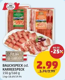 PENNY Ich bin Österreich BAUCHSPECK od. KARREESPECK Angebot