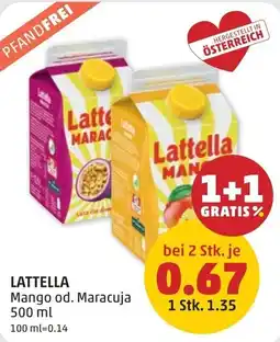 PENNY Lattella Mango od. Maracuja Angebot