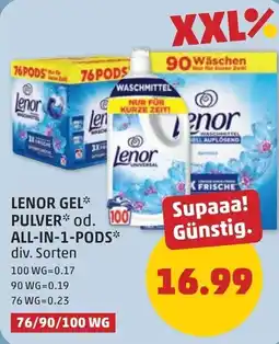 PENNY Lenor Gel* Pulver* od. All-in-1-Pods* Angebot