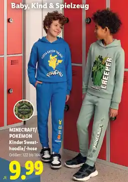 Lidl Minecraft/ pokémon kinder sweat- hoodie/-hose Angebot