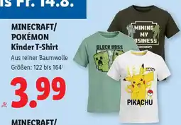Lidl Minecraft/ pokémon Kinder T-Shirt Angebot