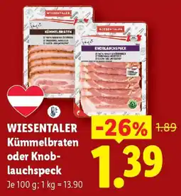 Lidl Wiesentaler Kümmelbraten oder Knob- lauchspeck Angebot