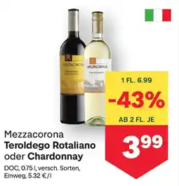 MPreis Mezzacorona Teroldego Rotaliano oder Chardonnay Angebot