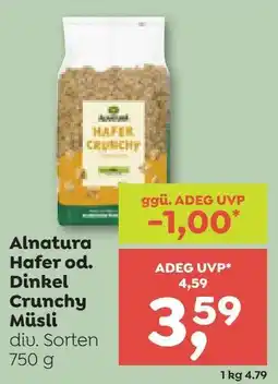 ADEG Alnatura Hafer od. Dinkel Crunchy Müsli Angebot