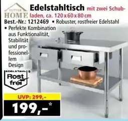 Norma Edelstahltisch mit zwei Schuladen Angebot