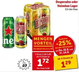 Interspar Desperados oder Heineken Lager Angebot