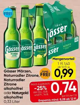 Spar Gösser Märzen, Naturradler Zitrone, Naturradler Zitrone alkoholfrei oder Naturgold alkoholfrei Angebot