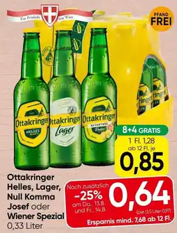 Spar Ottakringer Helles, Lager, Null Komma Josef oder Wiener Spezial Angebot