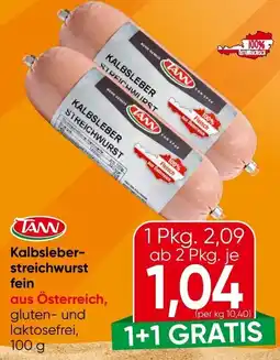 Spar TANN Kalbsleber-streichwurst fein Angebot