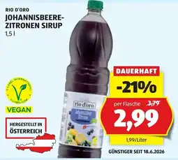 Hofer Rio d'Oro Johannisbeere-Zitronen Sirup Angebot