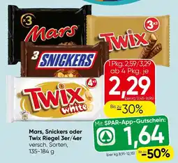 Spar Mars, Snickers oder Twix Riegel Angebot
