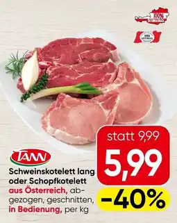 Spar TANN Schweinskotelett lang oder Schopfkotelett Angebot