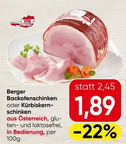 Spar Berger Backofenschinken oder Kürbiskernschinken Angebot