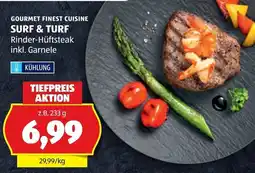 Hofer Gourmet Finest Cuisine Surf & Turf Rinder-Hüftsteak inkl. Garnele Angebot