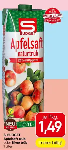 Spar S-Budget Apfelsaft trüb Angebot