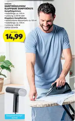 Hofer Ambiano Dampfbügeleisen/Klappbare Dampfbürste Angebot