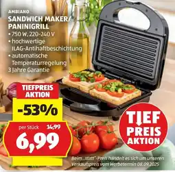 Hofer Ambiano Sandwich Maker/Paninigrill Angebot