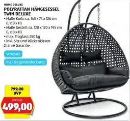 Hofer Home Deluxe Polyrattan Hängesessel Twin Deluxe Angebot