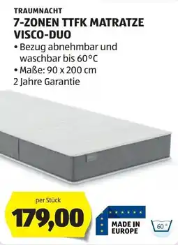 Hofer Traumnacht 7-Zonen TTFK Matratze Visco-Duo Angebot