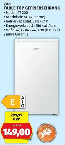 Hofer CEEM Table Top Gefrierschrank Angebot