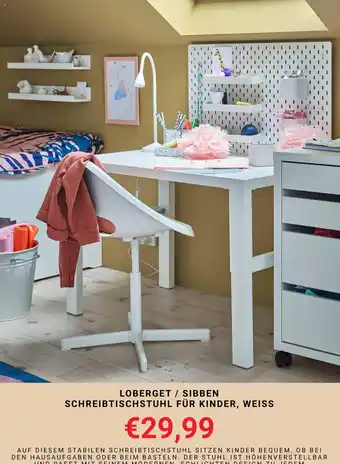 Loberget / Sibben Schreibtischstuhl für Kinder, Weiss