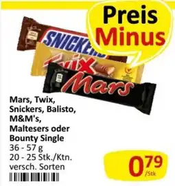 Kastner Mars, Twix, Snickers, Balisto, M&M's, Maltesers oder Bounty Single Angebot