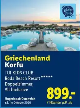 Lidl Reisen Griechenland Korfou TUI KIDS CLUB Roda Beach Resort Angebot