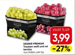 Eurospar Despar Premium Trauben weiß und rot kernlos Angebot