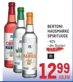 Metro Bertoni Hausmarke Spirituose Angebot
