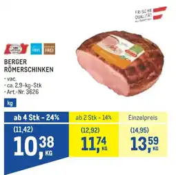 Metro Berger Römerschinken Angebot
