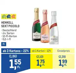 Metro Henkell Sekt Piccolo Angebot