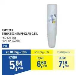 Metro Papstar Trinkbecher PP Klar Angebot