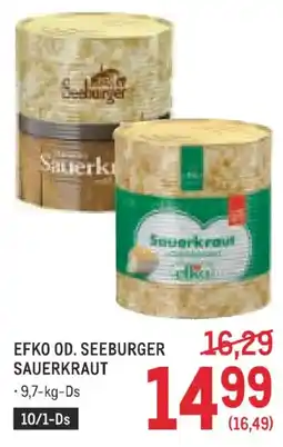 Metro EfkO Od. Seeburger Sauerkraut Angebot