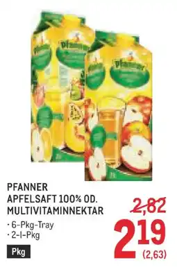 Metro Pfanner Apfelsaft 100% od. Multivitaminnektar Angebot