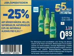 Metro Gösser Märzen, Helles, Naturradler, Naturradler 0,0% od. Naturgold alkoholfrei Angebot
